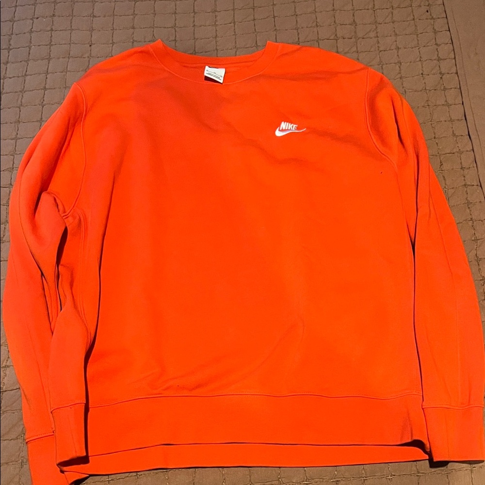 Nike Men's Bright Orange Crewneck Sweater
